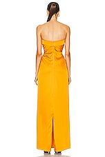 PatBO Hand Beaded Strapless Gown in Mustard, view 3, click to view large image.