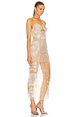 PatBO Hand Embellished Sheer Gown in Silver, view 2, click to view large image.