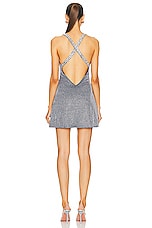 PatBO Stardust Hand Beaded Mini Dress in Silver, view 3, click to view large image.