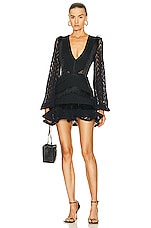 PatBO Fringe Cut-out Mini Dress in Black, view 1, click to view large image.