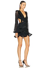 PatBO Fringe Cut-out Mini Dress in Black, view 2, click to view large image.