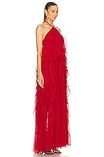 PatBO Ruffle Halterneck Maxi Dress in Poppy, view 2, click to view large image.