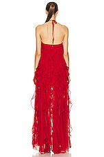 PatBO Ruffle Halterneck Maxi Dress in Poppy, view 3, click to view large image.