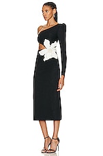 PatBO One Shoulder Maxi Dress with Flower Applique in Black, view 3, click to view large image.