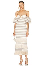 PatBO Striped Crochet Maxi Dress in Natural, view 1, click to view large image.