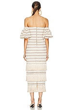 PatBO Striped Crochet Maxi Dress in Natural, view 3, click to view large image.
