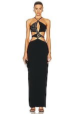 PatBO Hand-beaded Asterisk Dress in Black, view 1, click to view large image.