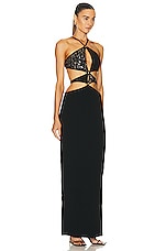 PatBO Hand-beaded Asterisk Dress in Black, view 2, click to view large image.