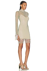PatBO Hand-beaded Rhinestone Netted Mini Dress in Mermaid, view 2, click to view large image.