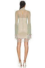 PatBO Hand-beaded Rhinestone Netted Mini Dress in Mermaid, view 3, click to view large image.