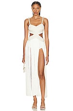 PatBO All-over Fringe Sleeveless Maxi Dress in White, view 1, click to view large image.