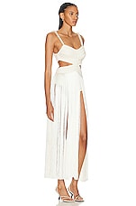 PatBO All-over Fringe Sleeveless Maxi Dress in White, view 2, click to view large image.