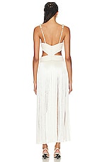 PatBO All-over Fringe Sleeveless Maxi Dress in White, view 3, click to view large image.