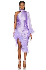 PatBO Feather Trim Oscar Dress in Lavender, view 1, click to view large image.