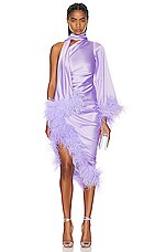 PatBO Feather Trim Oscar Dress in Lavender, view 2, click to view large image.
