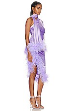 PatBO Feather Trim Oscar Dress in Lavender, view 3, click to view large image.