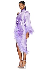 PatBO Feather Trim Oscar Dress in Lavender, view 4, click to view large image.