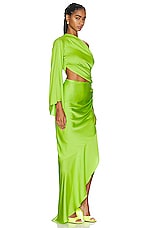 PatBO One Shoulder Draped Maxi Dress in Lime, view 2, click to view large image.