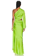 PatBO One Shoulder Draped Maxi Dress in Lime, view 4, click to view large image.
