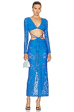 PatBO Stretch Lace Maxi Dress in Cobalt, view 1, click to view large image.