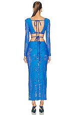 PatBO Stretch Lace Maxi Dress in Cobalt, view 3, click to view large image.