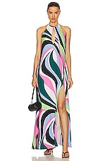 PatBO Delos Keyhole Maxi Dress in Black Multi, view 1, click to view large image.