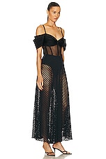 PatBO Corset Netted Maxi Dress in Black, view 2, click to view large image.