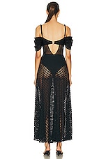 PatBO Corset Netted Maxi Dress in Black, view 3, click to view large image.