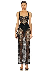 PatBO Lace Bustier Maxi Dress in Black, view 1, click to view large image.