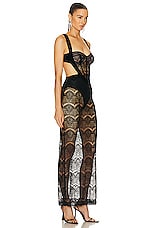 PatBO Lace Bustier Maxi Dress in Black, view 2, click to view large image.