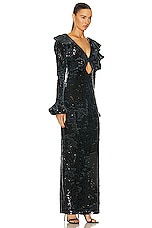PatBO Sequin Keyhole Cutout Maxi Dress in Black, view 2, click to view large image.