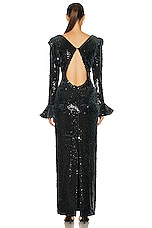 PatBO Sequin Keyhole Cutout Maxi Dress in Black, view 3, click to view large image.