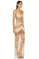 PatBO Wood And Crystal Beaded Gown in Natural, view 2, click to view large image.