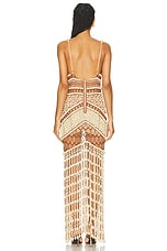 PatBO Wood And Crystal Beaded Gown in Natural, view 3, click to view large image.