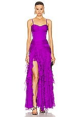 PatBO Bustier Ruffle Maxi Dress in Purple, view 1, click to view large image.