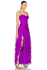 PatBO Bustier Ruffle Maxi Dress in Purple, view 2, click to view large image.