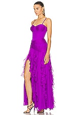 PatBO Bustier Ruffle Maxi Dress in Purple, view 3, click to view large image.
