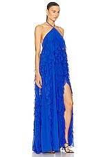 PatBO Ruffle Halterneck Maxi Dress in Ultramarine, view 2, click to view large image.