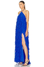 PatBO Ruffle Halterneck Maxi Dress in Ultramarine, view 3, click to view large image.