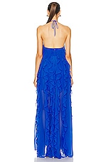 PatBO Ruffle Halterneck Maxi Dress in Ultramarine, view 4, click to view large image.