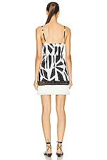 PatBO Fringe Trim Cotton Mini Dress in Black & White, view 3, click to view large image.