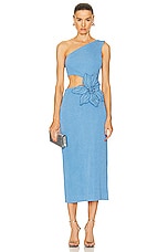 PatBO Flower Applique Midi Dress in Sky, view 1, click to view large image.