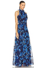 PatBO Nightflower Open Back Maxi Dress in Indigo, view 2, click to view large image.