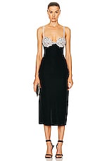 PatBO Crystal Chain Velvet Midi Dress in Black, view 1, click to view large image.