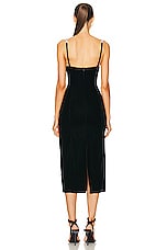 PatBO Crystal Chain Velvet Midi Dress in Black, view 3, click to view large image.