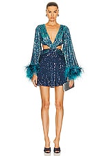 PatBO X Alessandra Ambrioso Ombre Sequin Mini Dress in High Tide, view 1, click to view large image.