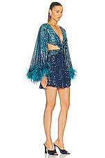 PatBO X Alessandra Ambrioso Ombre Sequin Mini Dress in High Tide, view 2, click to view large image.