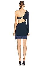 PatBO One Shoulder Cutout Mini Dress in French Navy, view 4, click to view large image.