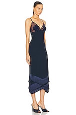 PatBO Embroidered Crochet Midi Dress in French Navy, view 2, click to view large image.