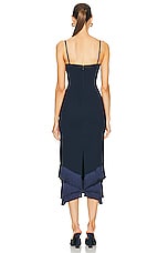 PatBO Embroidered Crochet Midi Dress in French Navy, view 3, click to view large image.